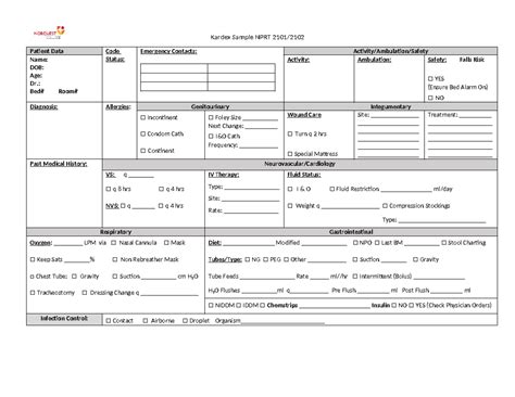 nursing kardex examples|Kardex Sample NPRT 2101 .
